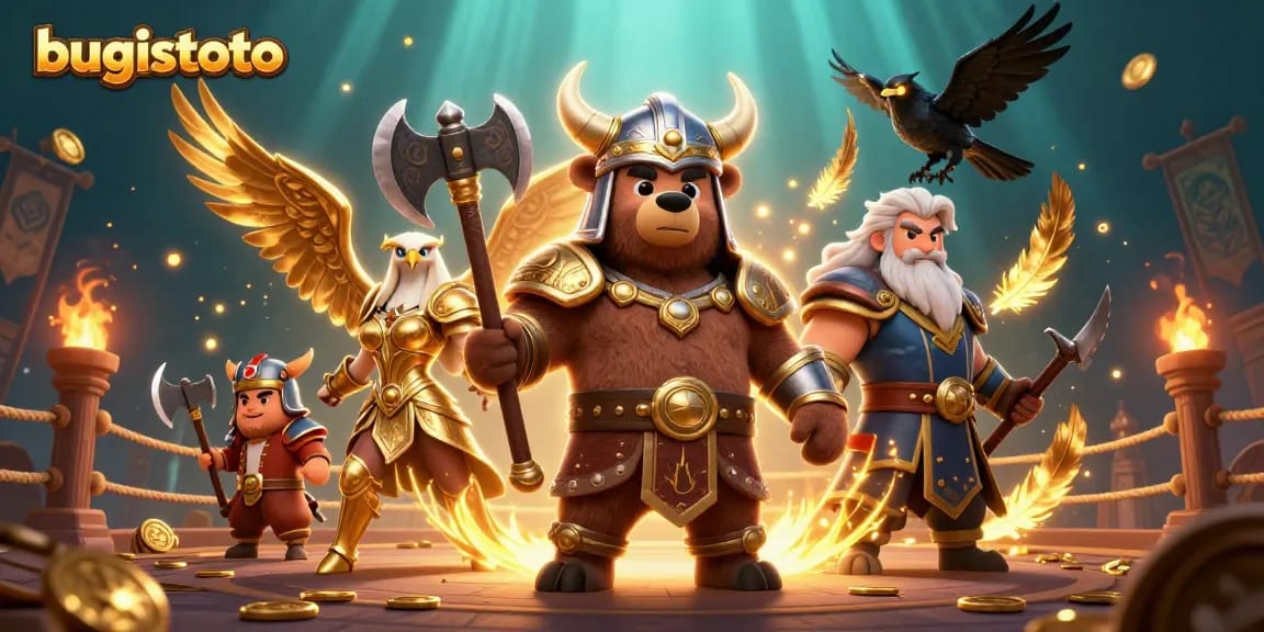 Jelajahi dunia bugistoto dengan beruang Viking dan elang Valkyrie dalam arena taruhan menarik.